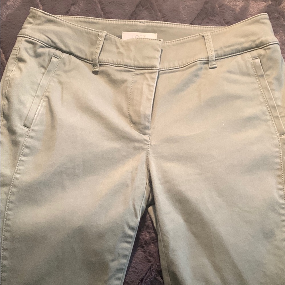Olive Green Capri cigarette pants with slit cuffs 2